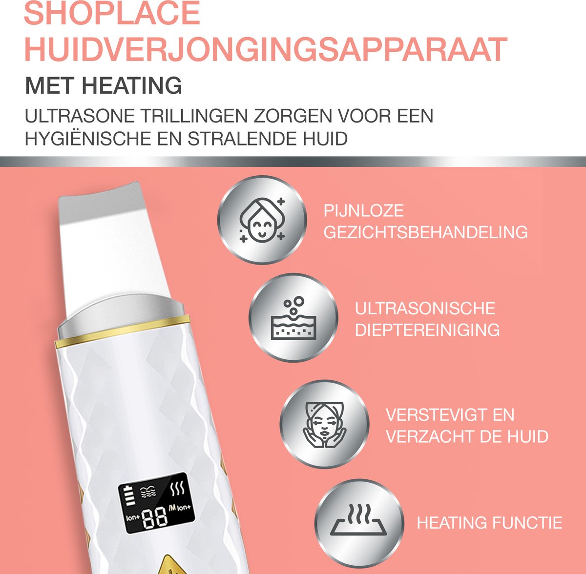Shoplace Ultrasoon Huidverjongingsapparaat met Verwarmingsfunctie voor Stralende Huid