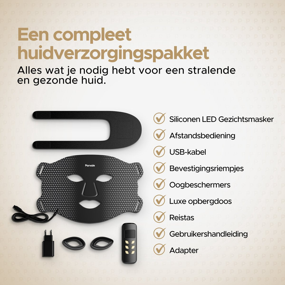 Parvale LED Gezichtsmasker: Infrarood Rood Licht Therapie Huidverjonging & Acne Behandeling