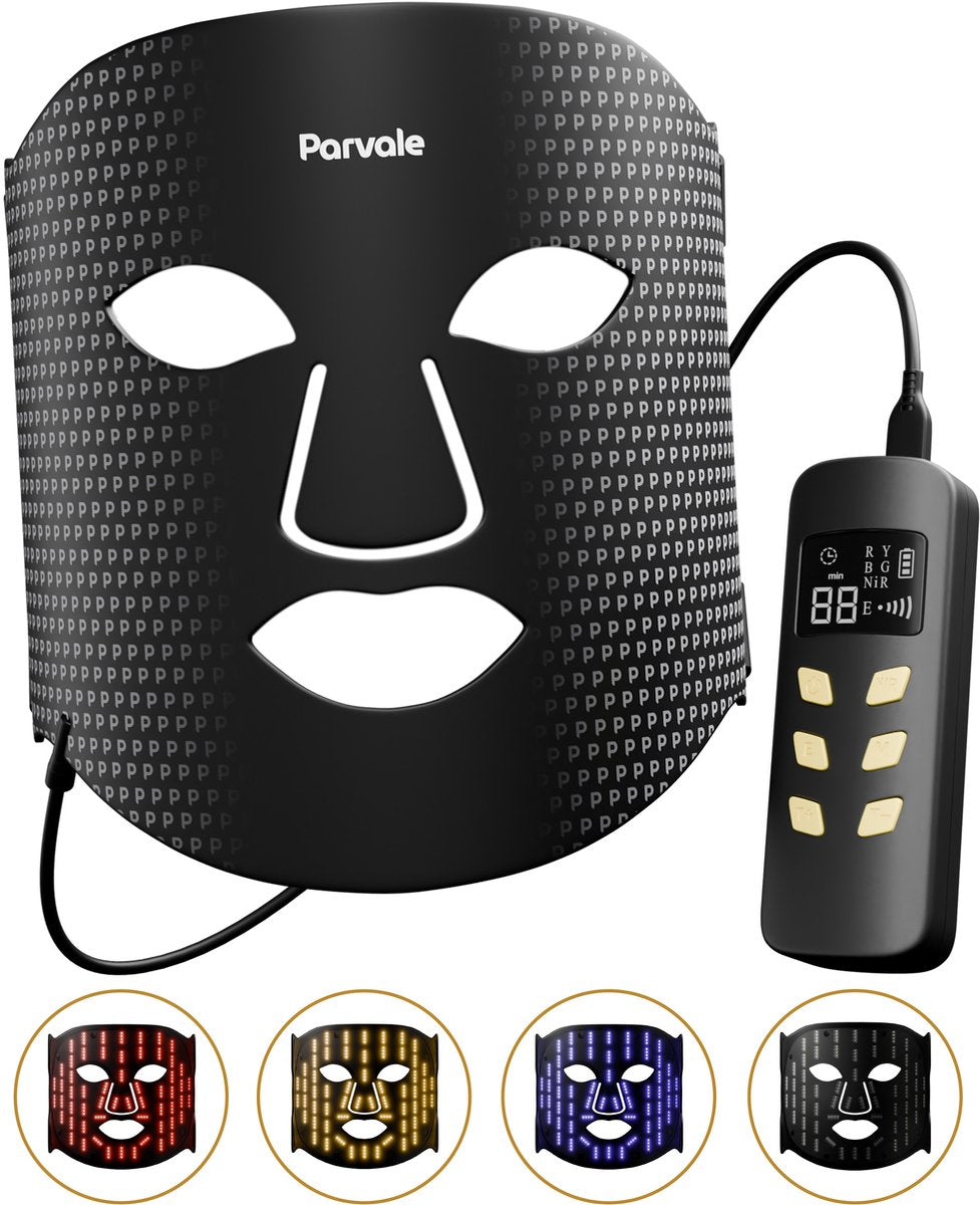 Parvale LED Gezichtsmasker: Infrarood Rood Licht Therapie Huidverjonging & Acne Behandeling